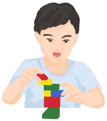 두뇌발달 블럭놀이 놀이하는 어린이 남자아이 인물 그림