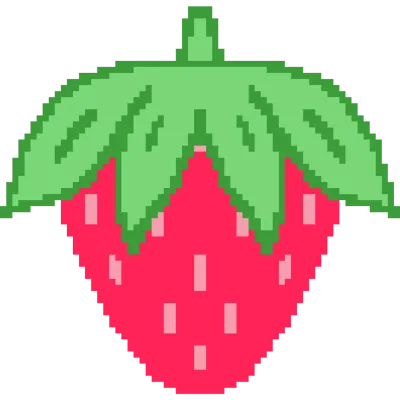 Strawberry Pixel Art Icon with Cute Sweet Fruit Aesthetic Design for Digital Stickers and Game UI