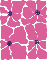Pink Abstract Floral Pattern Seamless Flat Hand Drawn Retro Style
