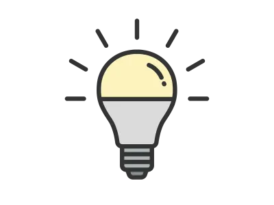 光っている電球のアイコンのイラスト