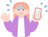 焦るスマートフォンを持った女性