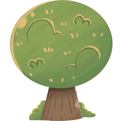 Cartoon tree with green leaves and brown trunk illustration