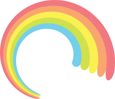 Colorful rainbow arc illustration. Minimal pastel spectrum design.