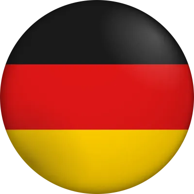 Flag of Germany. Glossy circular flag. Button appearance. 3D Icon Design with depth