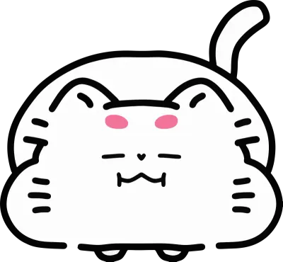 Cute white fat cat with happy face sitting in a round shape isolated illustration
