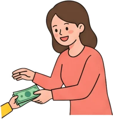 용돈_ 은행가는 아이와 엄마, 용돈받는 어른, 용돈기입장 쓰는 아이, 용돈 주는 어머니