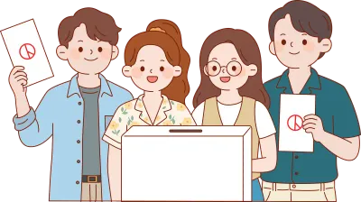 선거날 투표를 독려하는 청년