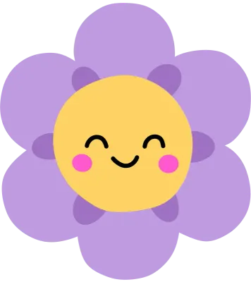 귀여운 보라 꽃 캐릭터 일러스트 Cute Purple Flower Character Illustration