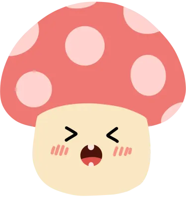귀여운 분홍 버섯 캐릭터 일러스트 Cute Pink Mushroom Character Illustration