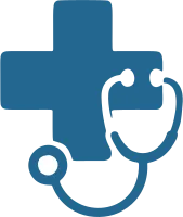 Blue Medical Cross Symbol With Stethoscope Health Care Concept Icon