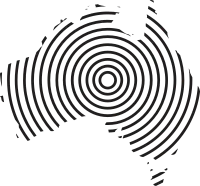 australia map with concentric circle