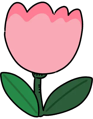 귀여운 분홍 튤립 꽃 일러스트 Cute Pink Tulip Flower Illustration