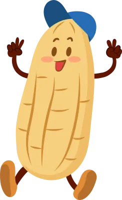 Cartoon Peanut Character with Blue Cap