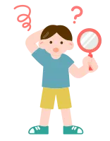 虫眼鏡を持った子供