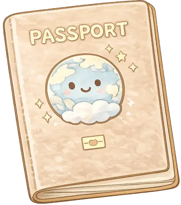 Cute pastel kawaii travel stickers, hand-drawn cozy aesthetic PNG collection