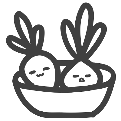 Cute Vegetable Characters Line Art Chibi Illustration