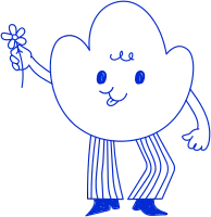 Cloud Character Holding Flower Doodle