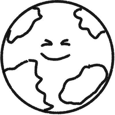 Happy Earth with smile line art