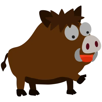 Cute Cartoon Wild Boar Vector Illustration Isolated on White Background
