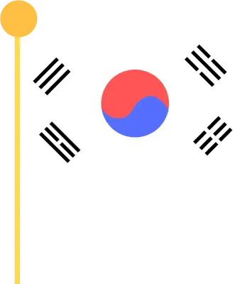 대한민국 국기 태극기 휘날리는 일러스트