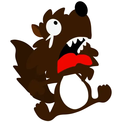 Cartoon illustration of a surprised werewolf running
