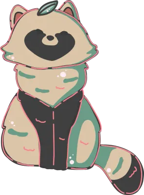 Cute Tanuki Raccoon Glitch Art Illustration