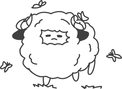 Cute Fluffy Sheep and Butterflies Line Art