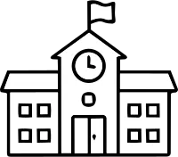 School Building Icon Illustration