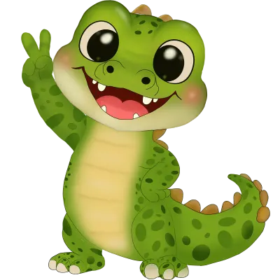 Cute Dinosaur Showing Peace Sign Cartoon