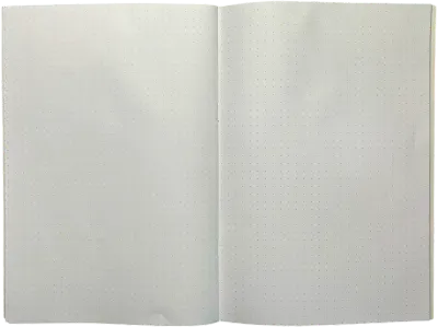 Open dotted notebook with blank grid pages