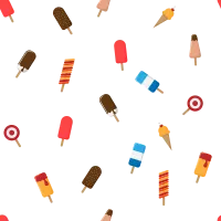 Seamless summer pattern featuring assorted ice cream bars, popsicles, lollipops