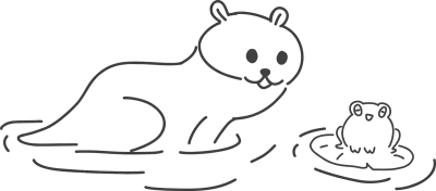 Cute Otter and Frog Line Art Illustration