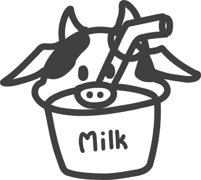 Cute Cow Milk Cup Line Art Illustration