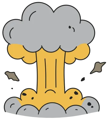 Gray Cartoon Mushroom Cloud Explosion