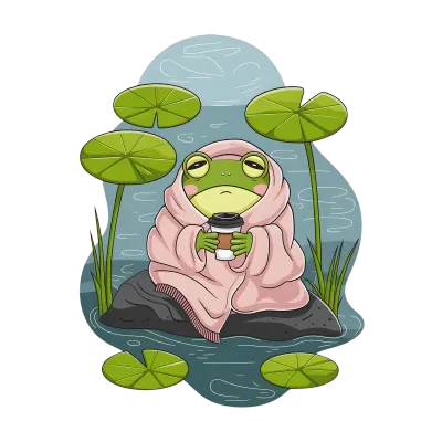 Cute Frog Drinking Coffee 1