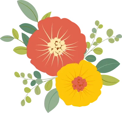 Botanical Flower Frame and Corner Collection
