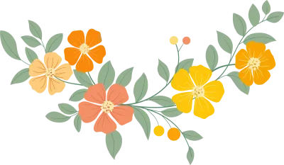 Botanical Flower Frame and Corner Collection