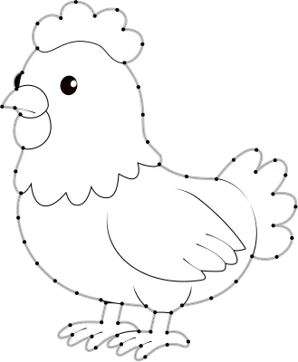 Cute Cartoon Hen Coloring Page for Kids