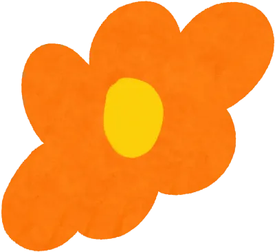 Simple Orange Flower Illustration with Yellow Center Core Flat Cartoon Floral Design Element