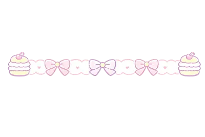 Kawaii Cupcake and Bow Border Sticker PNG