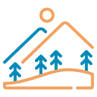 Outline color vector icon of Columbia mountains landscape