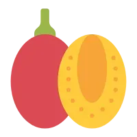 Flat vector icon of Tamarillo exotic fruit from Indonesia