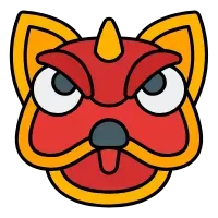 Lion Dance Filled Line Icon for Lunar New Year Performance, Fortune, and Cultural Symbol