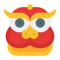 Lion Dance Icon Flat, Lunar New Year Performance and Fortune Symbol