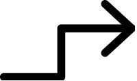 Simple arrow icon, black and white 'black on white'