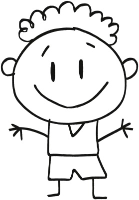 Cute Little Boy Character Line Art Doodle Illustration
