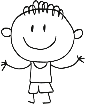 Cute Little Boy Character Line Art Doodle Illustration