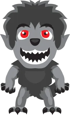 HAPPY WEREWOLF STANDING AND SMILE
