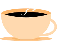 Minimalist hot coffee cup with steam vector.