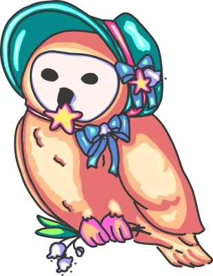 Cute Cartoon Owl Wearing Bonnet Hat Illustration